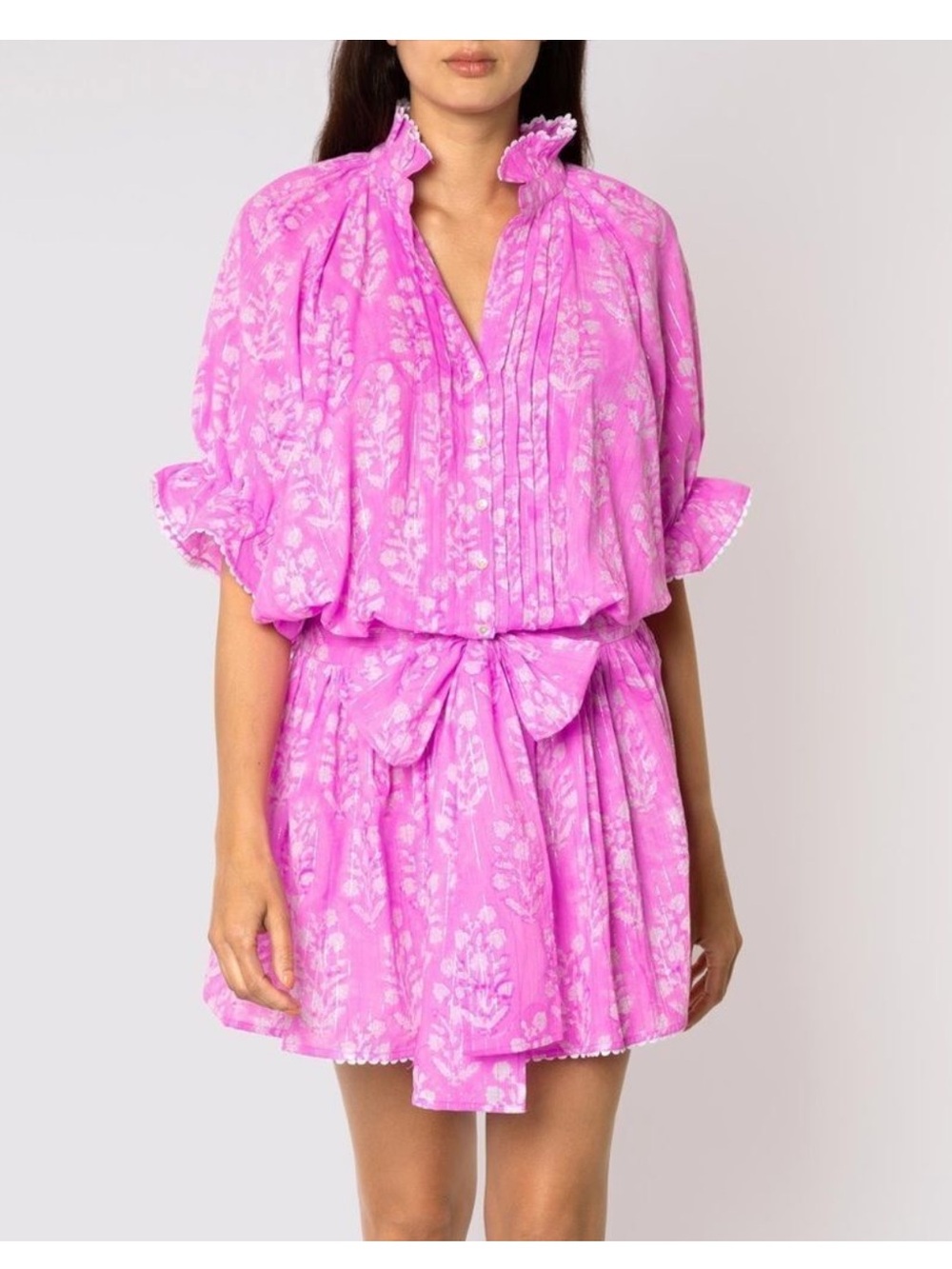 Juliet Dunn Pink Floral Midi Dress
